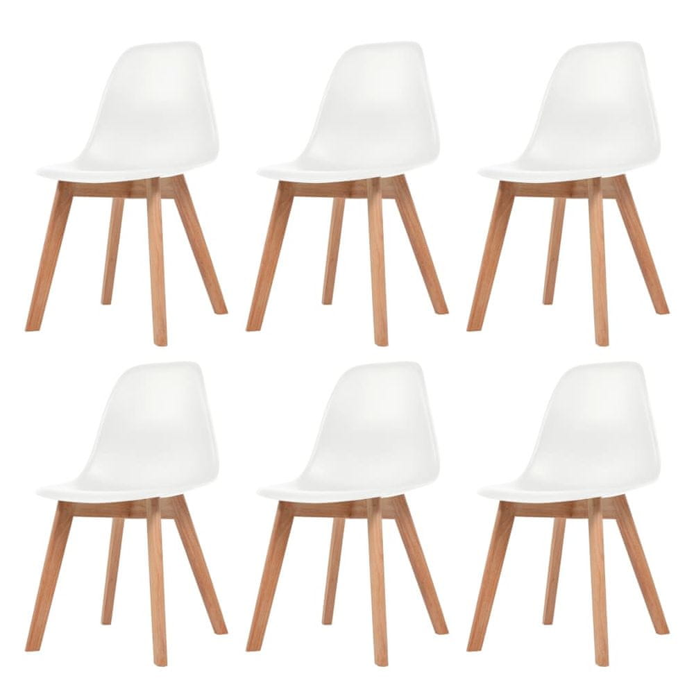 Petromila vidaXL Jedálenské stoličky 6 ks, biele, plast